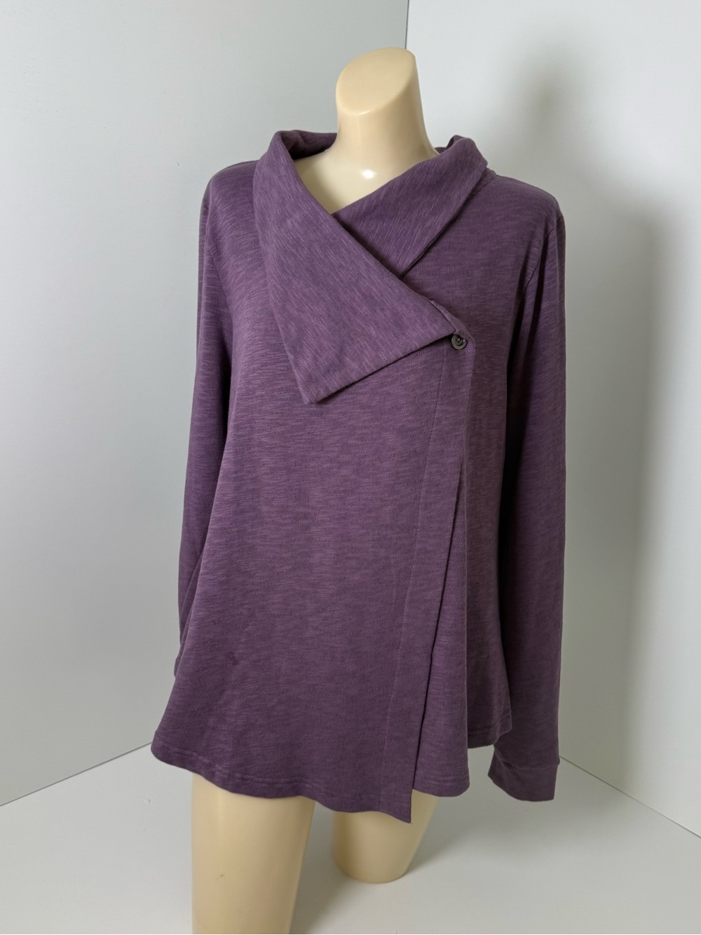 Columbia Women's Purple Asymmetrical Draped Wrap Sweater Cardigan Size L